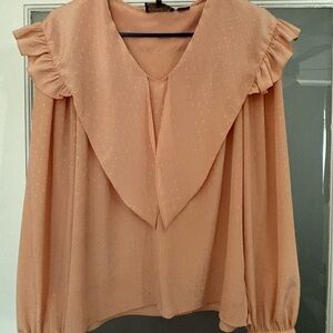 Vintage Peach Ruffle blouse - size 15/16